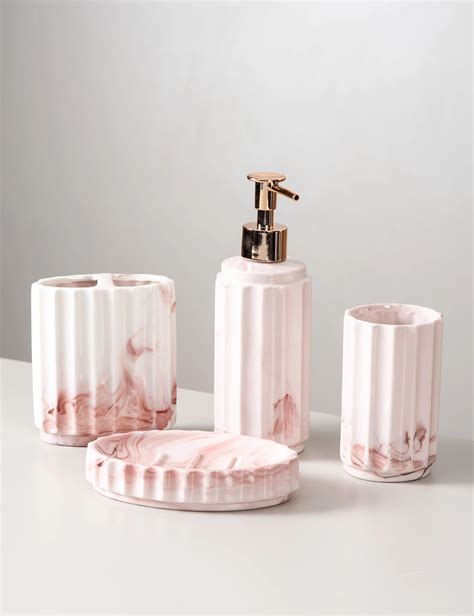 Marbleised Bath Set - Pink – TheDecorKart | Bath sets, Marbleized, Bath decor