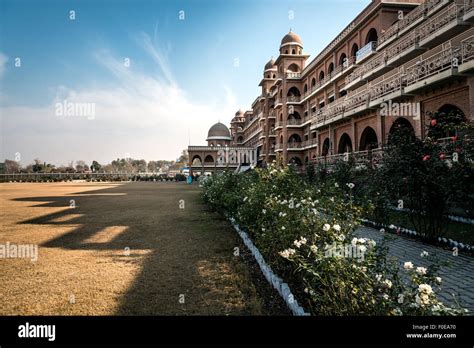 New campus of university of Peshawar, Pakistan. Build in historic architectural style. Shadow of ...