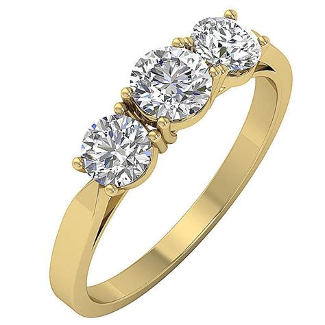 1.01Ct Round Diamond 3 Stone Anniversary Ring 14Kt Solid Gold Prong Set 4.55MM | eBay