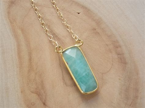 Amazonite Necklace / Amazonite Jewelry / Amazonite Bar