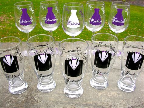 Wedding party glasses wine glasses and beer by WaterfallDesigns