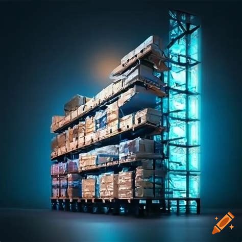 Illustration of advanced warehouse systems on Craiyon