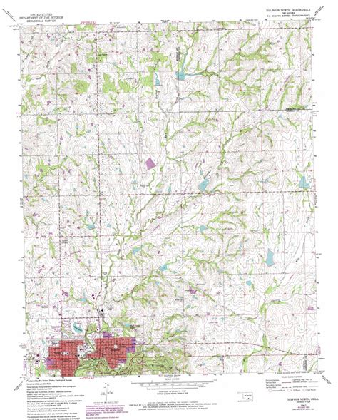 Sulphur North topographic map, OK - USGS Topo Quad 34096e8