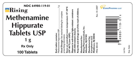 Methenamine hippurate labels and packages - wikidoc