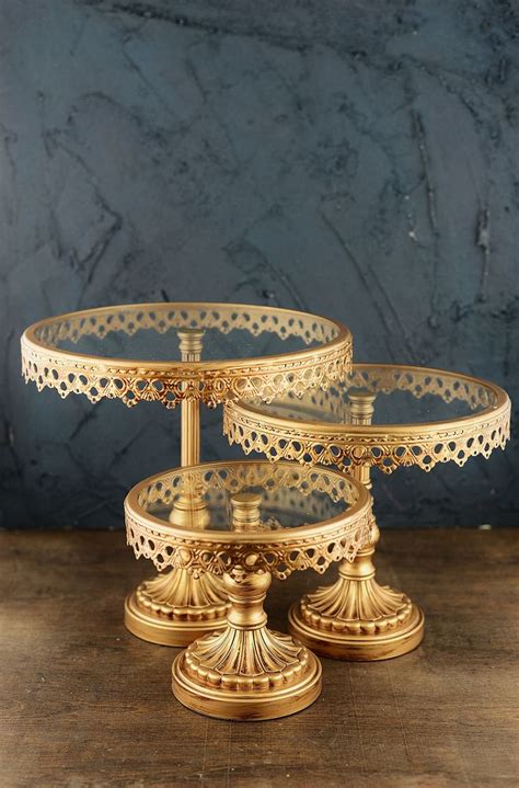 Rose gold cake stands | Gold cake stand, Wedding cake stands, Glass cakes