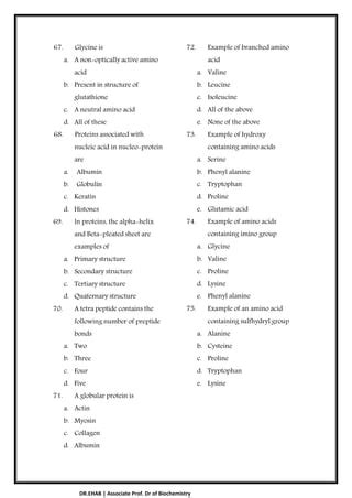 2 amino acids mcq | PDF | Free Download