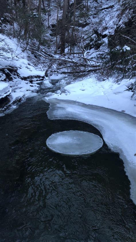 Perfect circle of ice in a mountain creek : r/mildlyinteresting