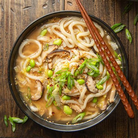 Udon Noodle Soup with Miso Broth - Connoisseurus Veg