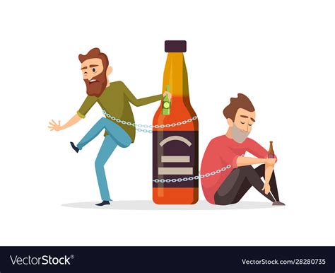 Alcohol addict drunk men alcohol abuse Royalty Free Vector