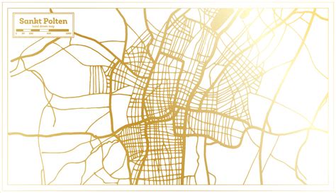 Sankt Polten Austria City Map in Retro Style in Golden Color. Outline ...