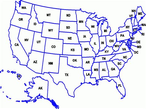 United States Map State Abbreviations