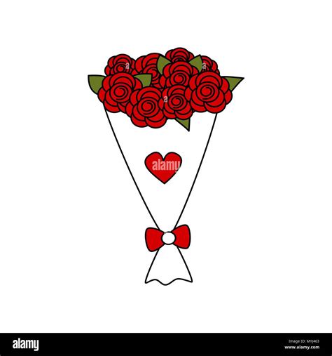 cute cartoon vector lovely red roses bouquet Stock Vector Image & Art - Alamy