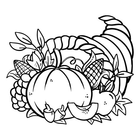 Thanksgiving Coloring Pages Cornucopia