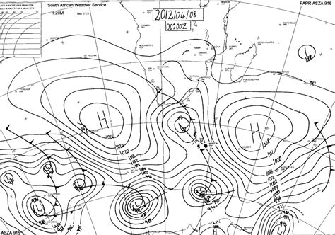 SA Weather and Disaster Observation Service: SA Sea Level Synoptic Chart