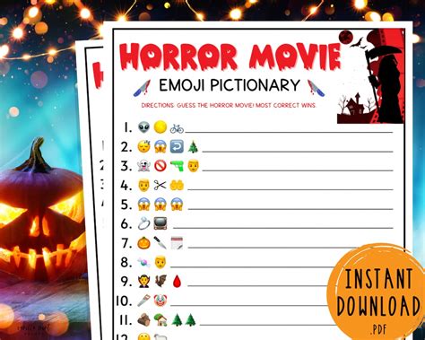 Halloween Horror Movie Emoji Pictionary Party Game Halloween - Etsy