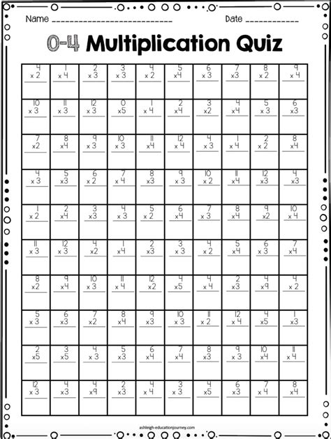 4th Grade Multiplication Practice Quiz | MySchoolsMath.com