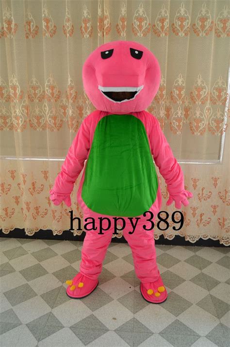 High Quality Barney the Dinosaur Mascot Costume Cartoon Clothing Pink Suit Adult Size Fancy ...