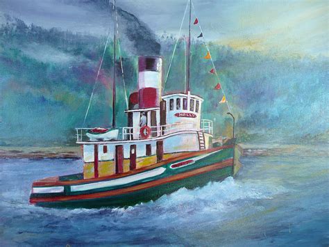 Tugboat Painting by Mary Pearson