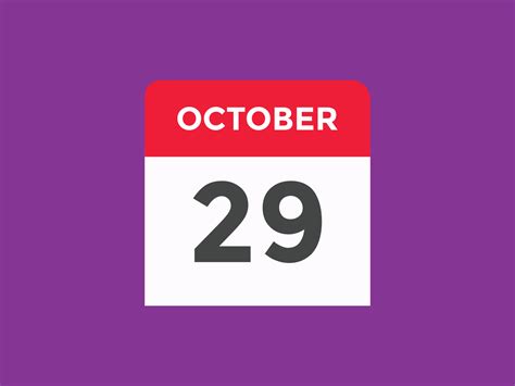 october 29 calendar reminder. 29th october daily calendar icon template ...