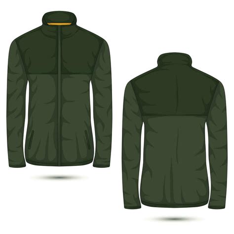 Warm jacket mockup with zipper, front and back view 33515979 Vector Art at Vecteezy