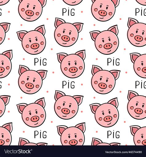 Cute doodle pig seamless pattern Royalty Free Vector Image