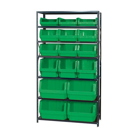 Quantum Storage Heavy Duty Metal Shelving Unit With 16 Assorted Magnum Bins — 18in. x 42in. x ...