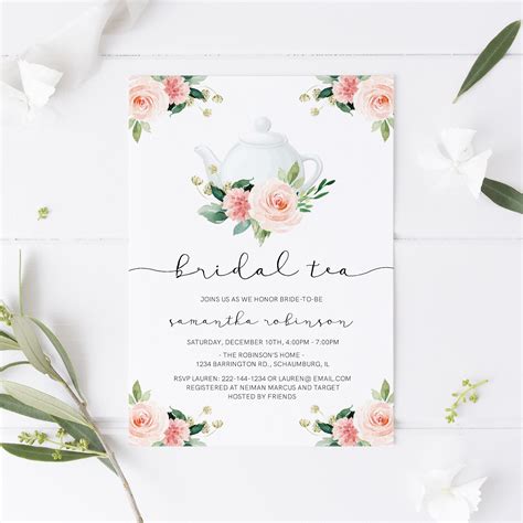 Invitations & Announcements Garden Blooms Bridal Tea Shower Invitation Template Instant Download ...