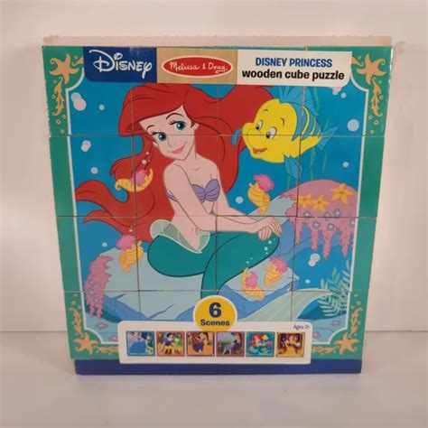 MELISSA & DOUG Disney Princess Wooden Cube Puzzle w/Tray 6 Puzzles In 1 NEW NEW $19.99 - PicClick