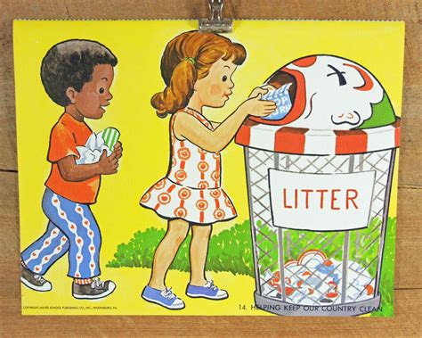 Vintage School Poster No Littering Trash Can | School posters, Vintage school, Poster