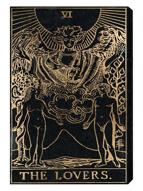 The Lovers Tarot Gold (Canvas Art) by Oliver Gal at Gilt | Gold canvas, The lovers tarot, Art