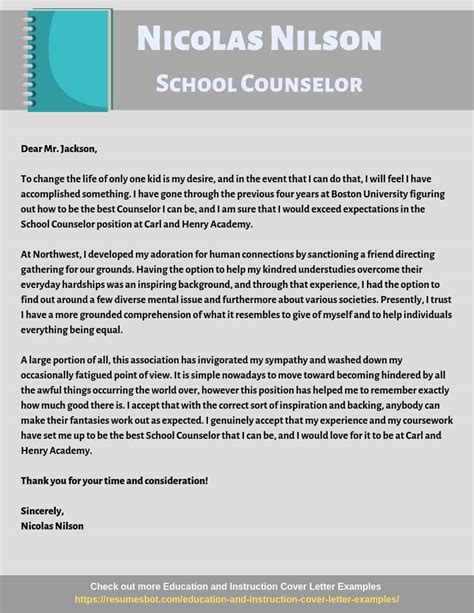 School Counselor Cover Letter Samples [PDF+Word] 2024 | RB