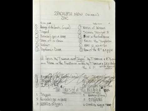 2Pac- 2Pacalypse Now Handwritten Album With Scrapped Songs - YouTube