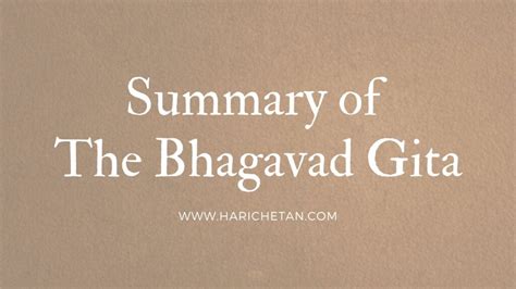 Summary of the Bhagavad Gita | Hari Chetan