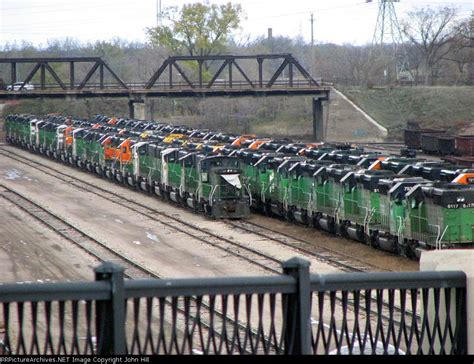 091030017 Lineup of stored locos at BNSF Northtown "T" Yard