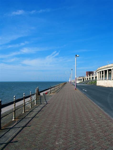 Promenade Along The Seafront At Cleveleys In Blackpool With Steps Leading To The Sea With The ...