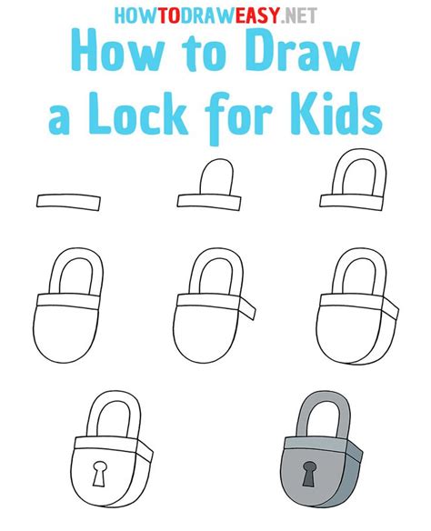 How to Draw a Lock Step by Step | Drawing lessons for kids, Easy ...