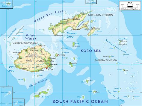 Physical Map of Fiji - Ezilon Maps