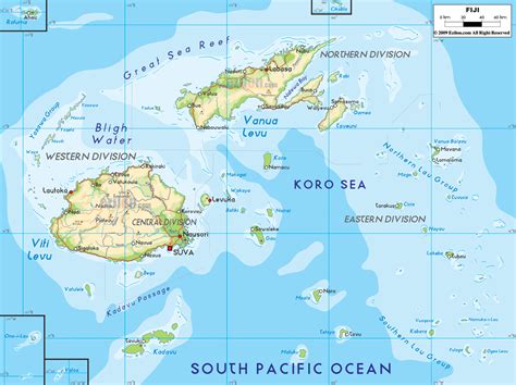 Physical Map of Fiji - Ezilon Maps