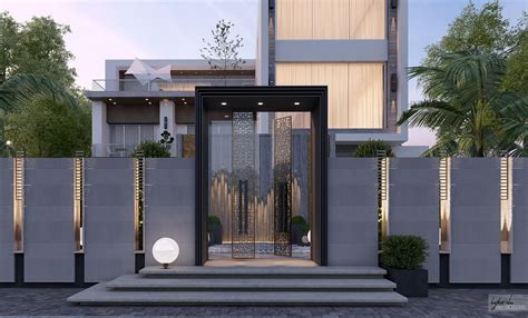 Villa entrance on Behance | House fence design, House gate design, Front wall design