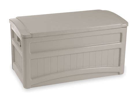 SUNCAST Deck Box with Wheels: 73 gal, 46 in x 46 in x 24 1/2 in, Taupe ...