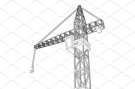 Crane construction equipment crane, construction, equipment, schematic, industry, engineering ...