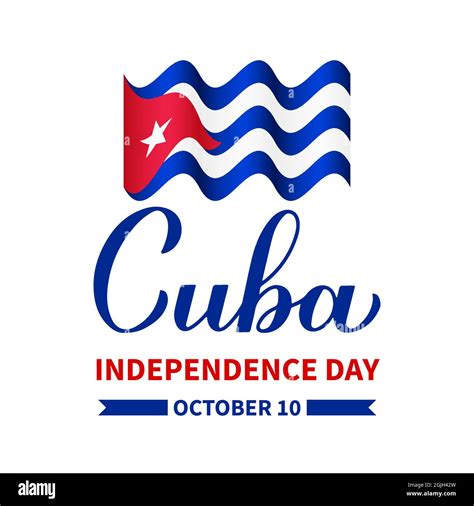 Cuba Independence Day typography poster. Cuban holiday celebrated on October 10. Vector template ...