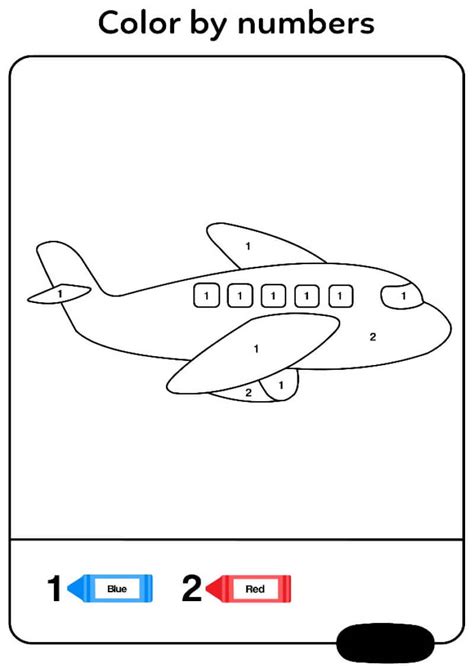 Airplane Color by Number - ColoringbyNumber.Com