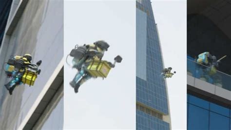 Only in Saudi Arabia: Video of a man flying using a jetpack to deliver ...