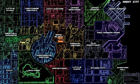 Here's a handy color map of Night City I haven't seen before. : r/cyberpunk2020