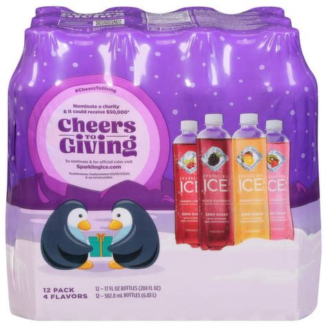 Sparkling Ice Sparkling Water, Zero Sugar, Flavored, 4 Flavors, 12 Pack - Smart & Final