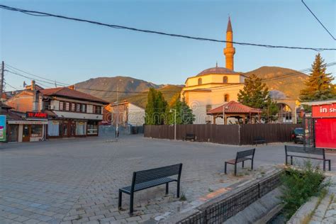 PEJA, KOSOVO, SEPTEMBER 18, 2019: Mosque in the Center of Peja ...