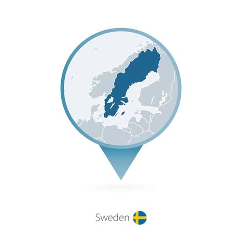 Premium Vector | Map pin with detailed map of Sweden and neighboring ...