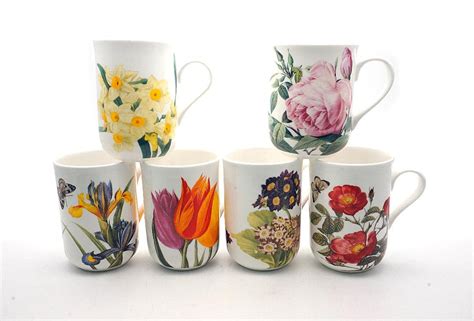 Heritage set of 6 flower mugs 10oz fine bone china | Etsy