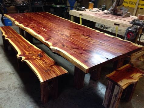 Cedar Table Live Edge Table Cedar Dining Set Farm Table